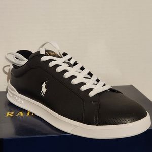 NWB Polo Ralph Lauren Heritage Court II Leather Men’s Sneaker Black Size 9.5D